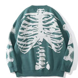 Skeleton Hoodie Skeleton Knitwear Men's Street Loose round Neck Sweater Pullover