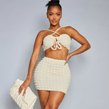 Women Top & Skirt 2 Piece Set Summer Cropped Tank Top Hip Skirt Casual Suit