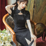 Women Cottagecore Dress Vintage Little Black Dress Everyday