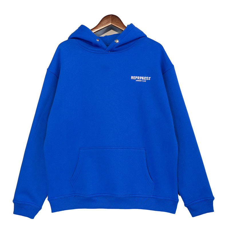 Present Hoodie Print Velvet Padded Hooded Sweatshirt Loose Casual Couple Autumn and Winter