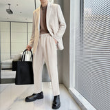 Double Brewed Seersucker Suit Spring Leisure Suits for Men Double Breasted Suit