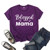 Boy Mama T Shirts Blessed Mama Printed Short-Sleeved Top