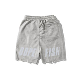 Black Pants Men's Shorts Summer Reflective Letter Print Loose Straight Casual Cropped Pants Elastic Waist Sweatpants