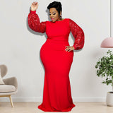 Nina Parker Dresses plus Size Sequin Sleeve Stitching Dress