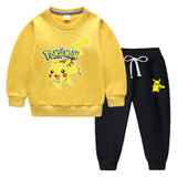 Children Pokemon Pikachu Hoodie & Pant Set Fleece Lined Padded Warm Keeping Winter Clothes Sweatershirt Suit