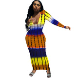 Tie-Dyed Thread Positioning Printed Slim-Fit Sexy Dress