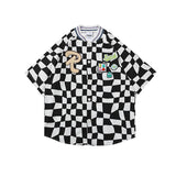 2022 Summer Man Outfits Checkered Short Sleeve Shirt