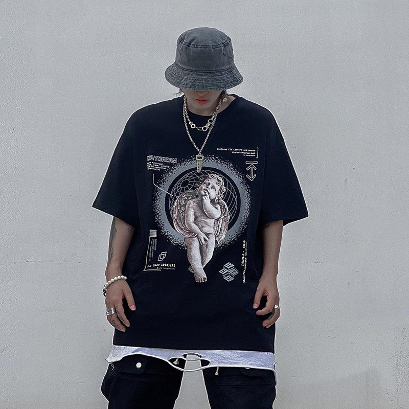 Men's T Shirt Summer Casual Tops Printed Short Sleeve T-shirt Men's Boyfriend Harajuku Style Half Sleeve Street Fashion Loose Half Sleeve
