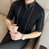 Men Shirts Slim-Fit Stretch Half-Sleeve Shirt