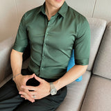 Men Shirts Casual Solid Color Business Shirt