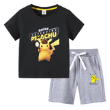 Children Pokemon Pikachu Tshirts & Shorts Cotton Short Sleeve Shorts Two Pieces Neutral