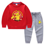 Children Pokemon Pikachu Hoodie & Pant Set Two-Piece Cotton Sweater Set