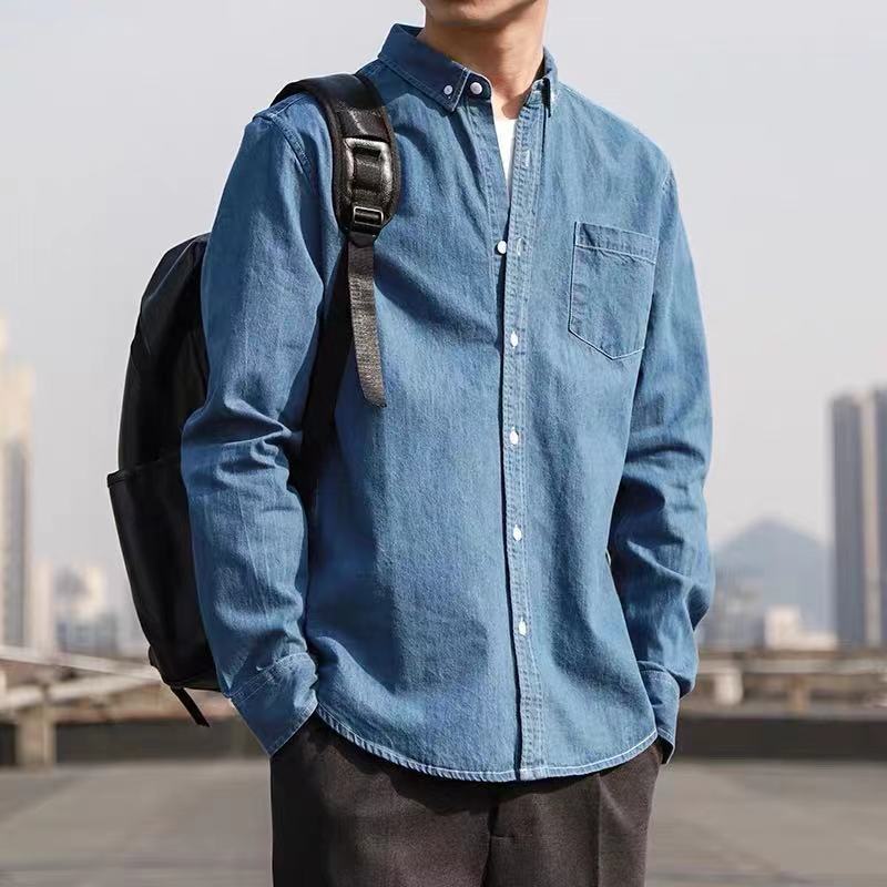 Denim Shirts Men's Long Sleeve Loose Casual Spring and Autumn Coat