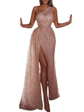 Kim Kardashian Marilyn Monroe Dress Autumn Winter Sexy Sequined One-Shoulder Banquet Dress Hip Skirt