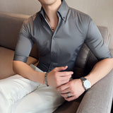 Men Shirts V-neck Half Sleeves Shirt