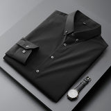 Men's Shirt Long-Sleeved Shirt Men's Dark Striped Casual Shirt
