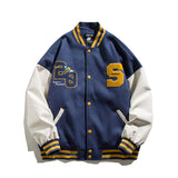 Letterman Jacket Outfit Senior Jackets Varsity Baseball Coat Spring and Autumn Men's Color Matching Loose-Fitting Workwear Jacket