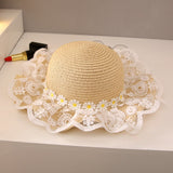 Straw Hat Mesh Little Daisy Seaside Beach Hat Princess Hat Children's Straw Hat