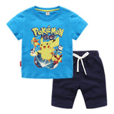 Children Pokemon Pikachu Tshirts & Shorts Cotton Short Sleeve Shorts Two Pieces Neutral