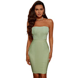 Women Bodycon Dress Summer Green Dress Midriff Outfit Bandage Dress
