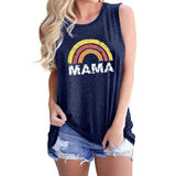 Boy Mama T Shirts Women's Vest Rainbow Mama Letter Printed round Neck Sleeveless Vest