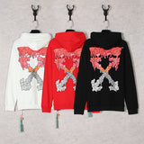 Drippy Hoodies Ow Fall/Winter Hoodie Dissolved Red Arrow Water Drop Printed Hoodie