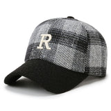 Vintage Check Baseball Cap Letter Plaid