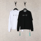Off White Sweatshirts Long Sleeve round Neck Neck Sweater Autumn and Winter Pattern round Neck Two-Piece Long Sleeve