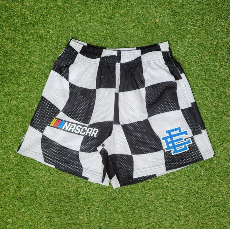 Eric Emanuel EE Shorts Black and White Checkerboard Plaid Color Matching Men's Running Casual Shorts
