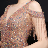 Sequin Evening Dress Slim-Fit Fishtail Skirt Gown