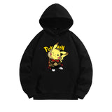 Men and Women Pokemon Pikachu Hoodie Loose Shoulder Long Sleeve Top