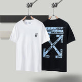 Off White T Shirt Ow Men's  Owt Women's ShortSleeved Cotton Back Arrow Round Neck Loose Tshirt