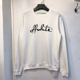 Off White Long Sleeve Round Neck Sweater Letter Crew Neck Pullover Sweatshirt