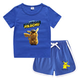 Children Pokemon Pikachu Tshirts & Shorts Casual Sports Undershirt Suit Neutral