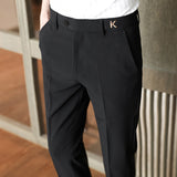 Men Trousers Business Letter Embroidery Small Suit Pants Men