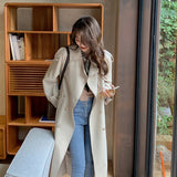 Beth Dutton Outfits Trench Coat for Women Mid-Length British Style Spring and Autumn Loose Cargo Waist Trimming Coat Women