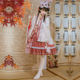 Gothic Lolita Harajuku Style Clothing Japanese Style Lolita Dress Op Cross Collar Wide Sleeve Chinese Style Han Elements Dress
