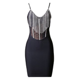 Women Bodycon Dress Summer Tassel Suspender Dress
