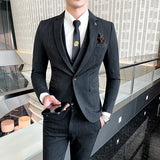 Seersucker Suit Slim-Fit Plaid Suit Three-Piece Suit
