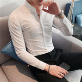 Men Shirts Striped Business Long Sleeve Shirt