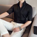 Men Shirts V-neck Half Sleeves Shirt