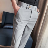 Men Trousers Summer Stripes Small Suit Pants