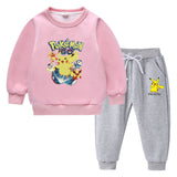 Children Pokemon Pikachu Hoodie & Pant Set Fleece Lined Padded Warm Keeping Sweatshirt Set
