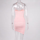 Bella Hadid Dress Mesh Pleats Backless Skinny Sheath Suspender Dress