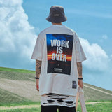 Men T Shirt Summer Casual Tops Landscape Printing Short Sleeve T-shirt Fashion round Neck Half Sleeve