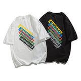 Men T Shirt Summer Casual Tops Men's Clothes Summer Wear Vintage Men's round Neck Short Sleeve Casual Loose Letter Color-Striped Printing