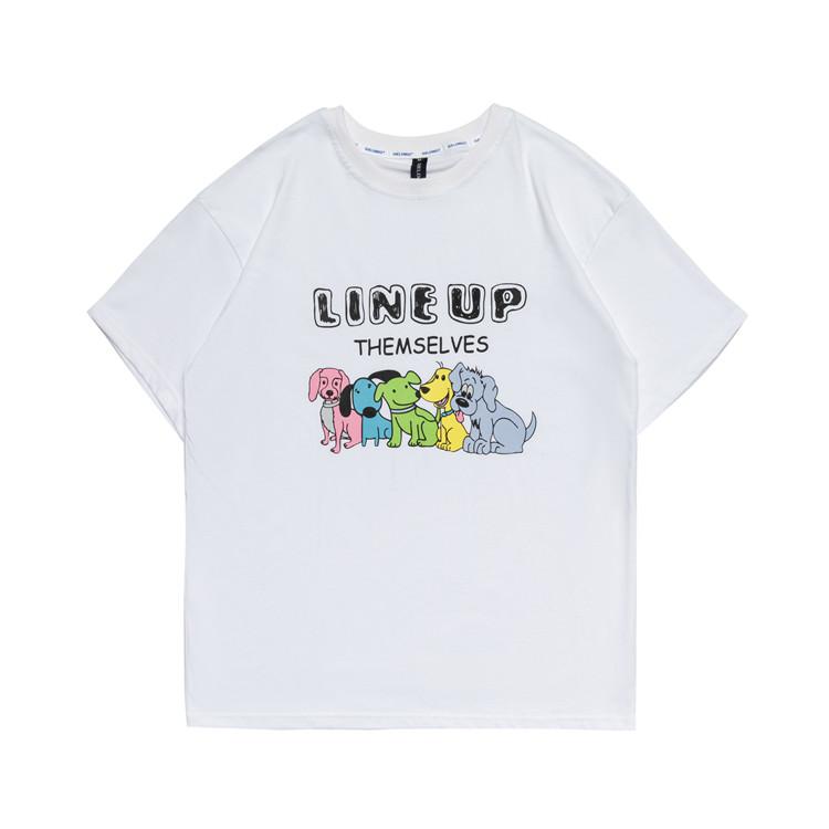 Men T Shirt Summer Casual Tops Men's Clothes Summer Wear Vintage Men's round Neck Short Sleeve Casual Loose Cartoon Dog Printed T-shirt