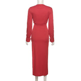 Music Festivals Rave Outfits Dress Sexy V-neck Slim Fit Long Sleeve Narrow Dress for Women