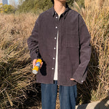Corduroy Patch Jacket Corduroy Shirt Men Baggy Coat