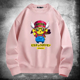 Men and Women Pokemon Pikachu Hoodie Pikachu round Guard Crew Neck Pullover Sweatshirt